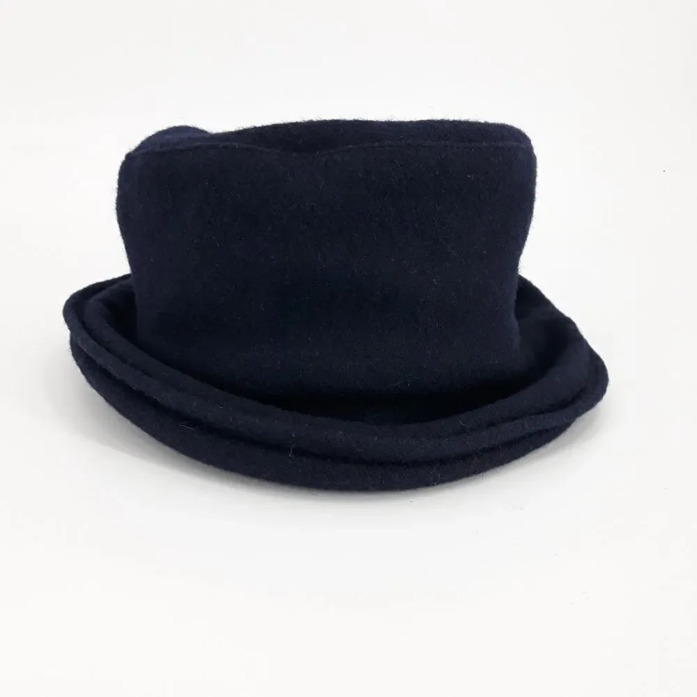 Vintage London Fog Hat Wool Bowler Top Hat Navy Made In USA One Size‎ - Picture 8 of 11